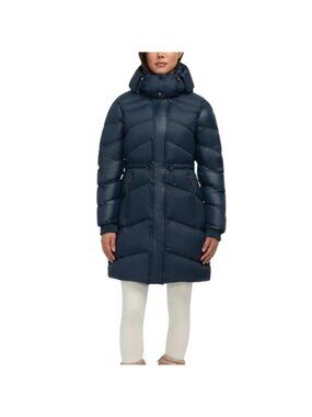 Pajar Canada Quilted Puffer Jacket removable hood Women Large Navy New with Tag
